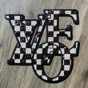 Checkered Sequin Patch - Black and White